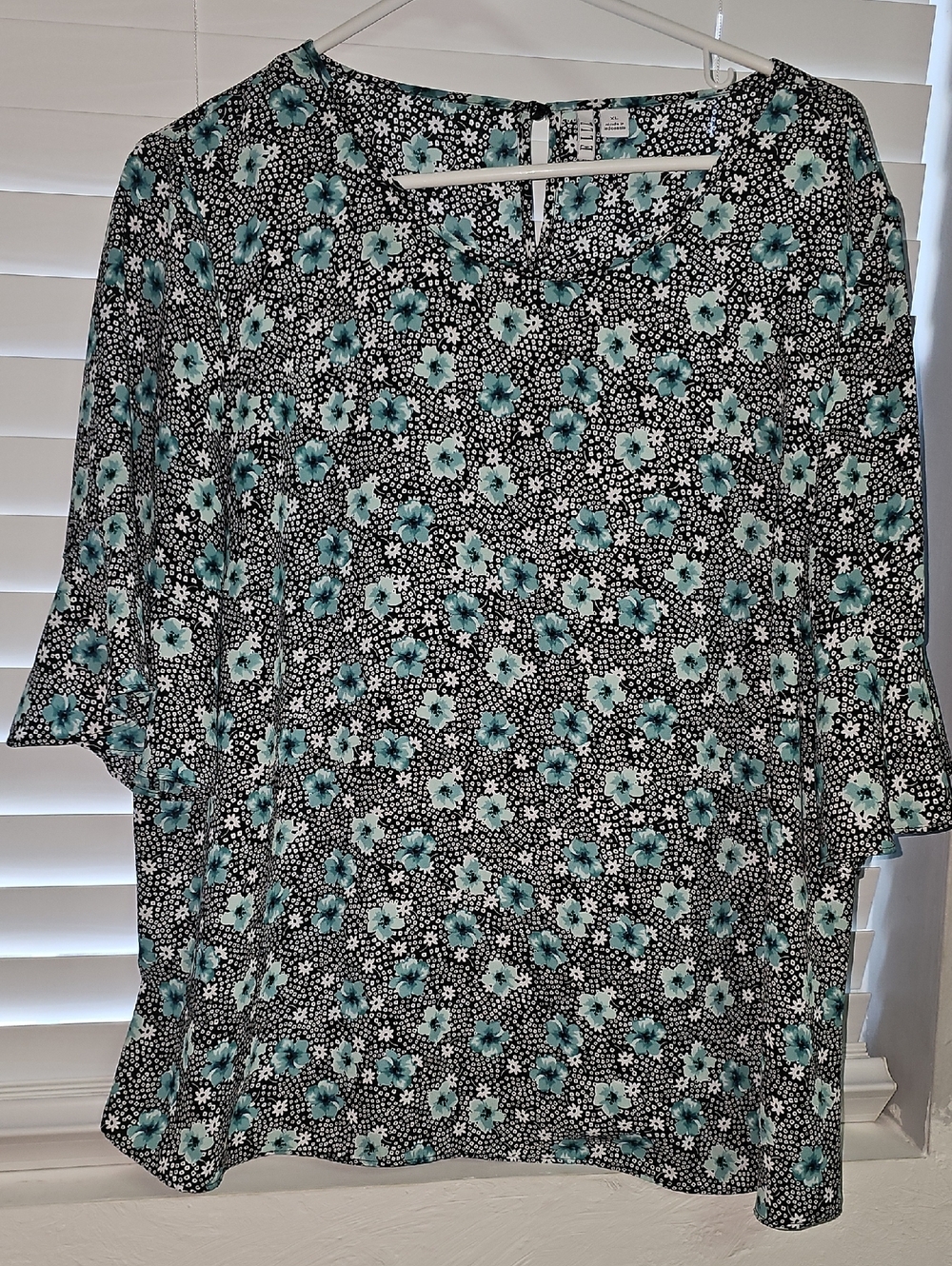 Elle Black and Teal Floral Top (#92)